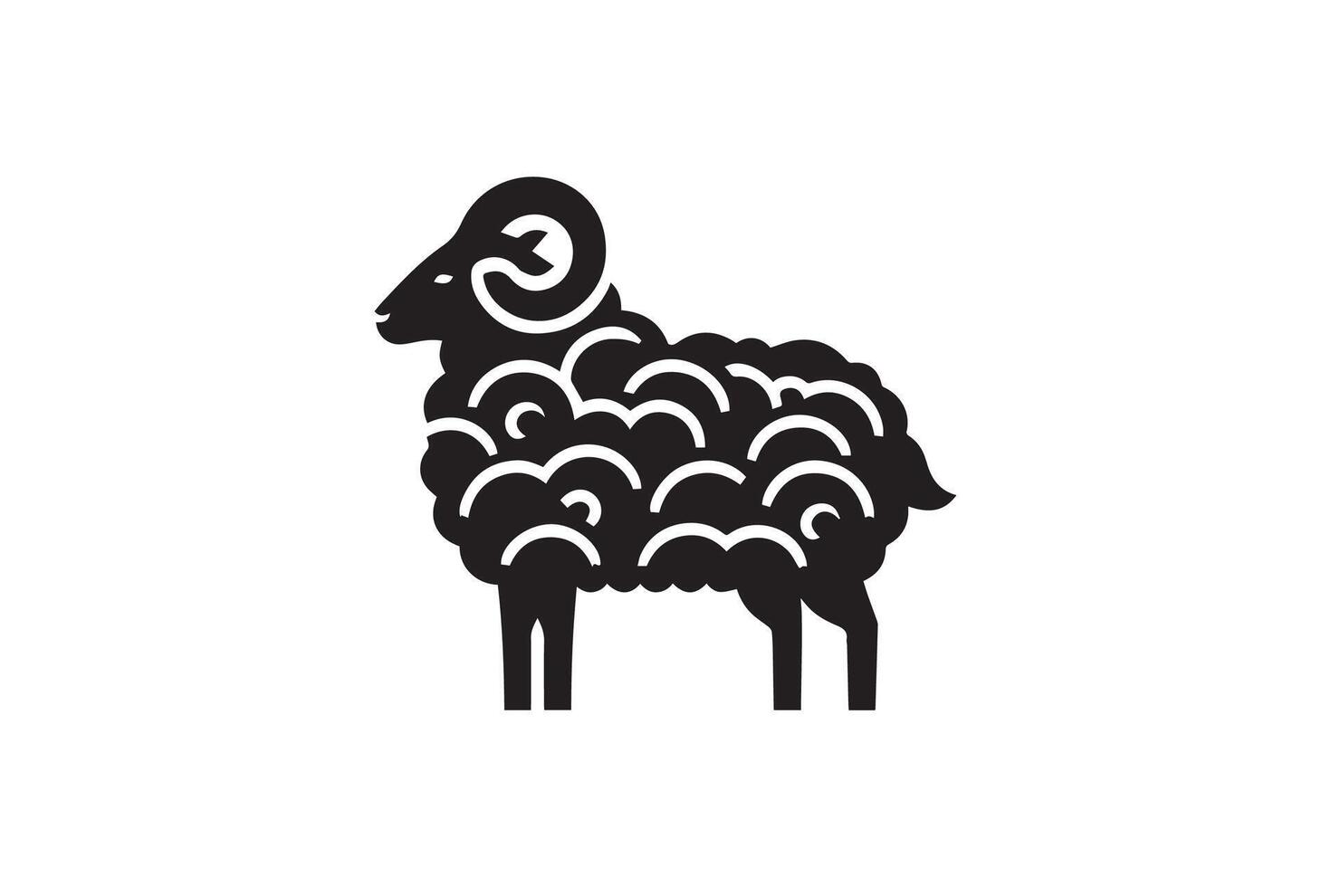 A black and white sheep logo on a white background vector