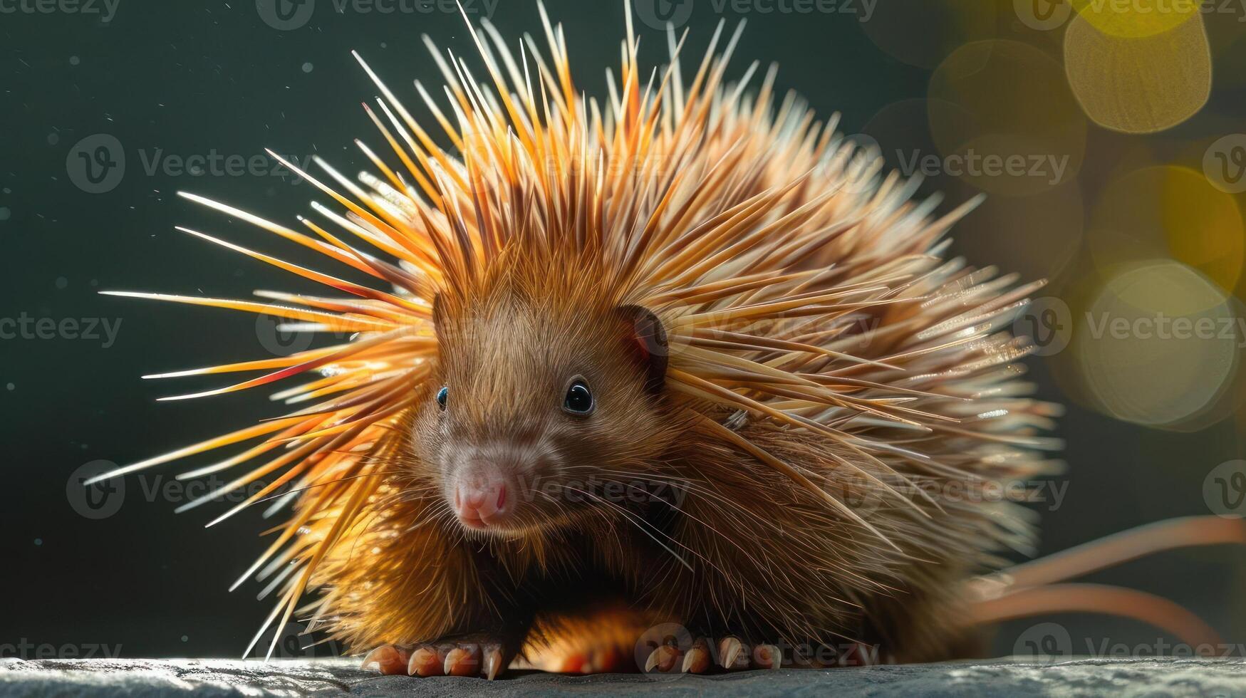 A hedgehog has very dense, curled-up fur that resembles human hair when viewed from a certain angle. photo