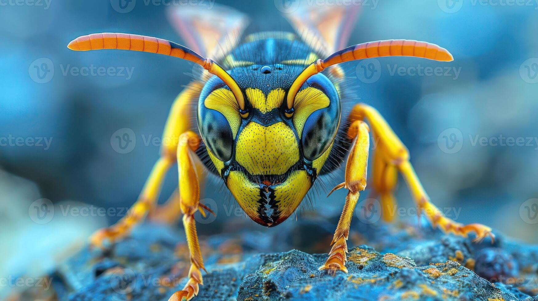 An image of a violin bee with an angry facial expression. photo