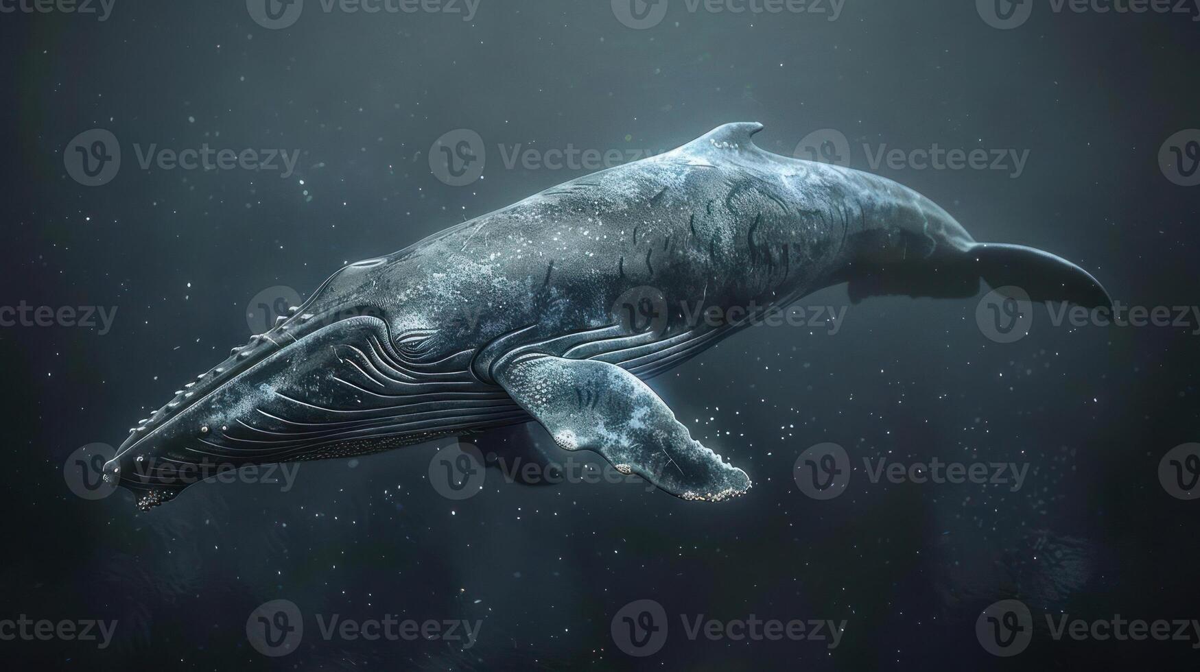 Image of a whale swimming near the ocean surface, photo