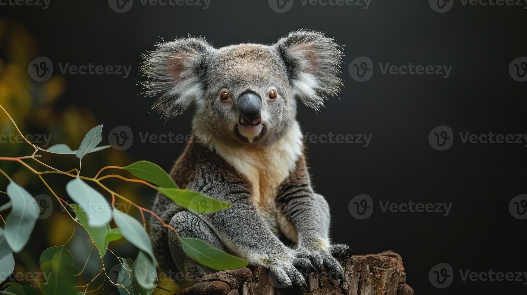 A close up picture of a baby koala with big ears, photo