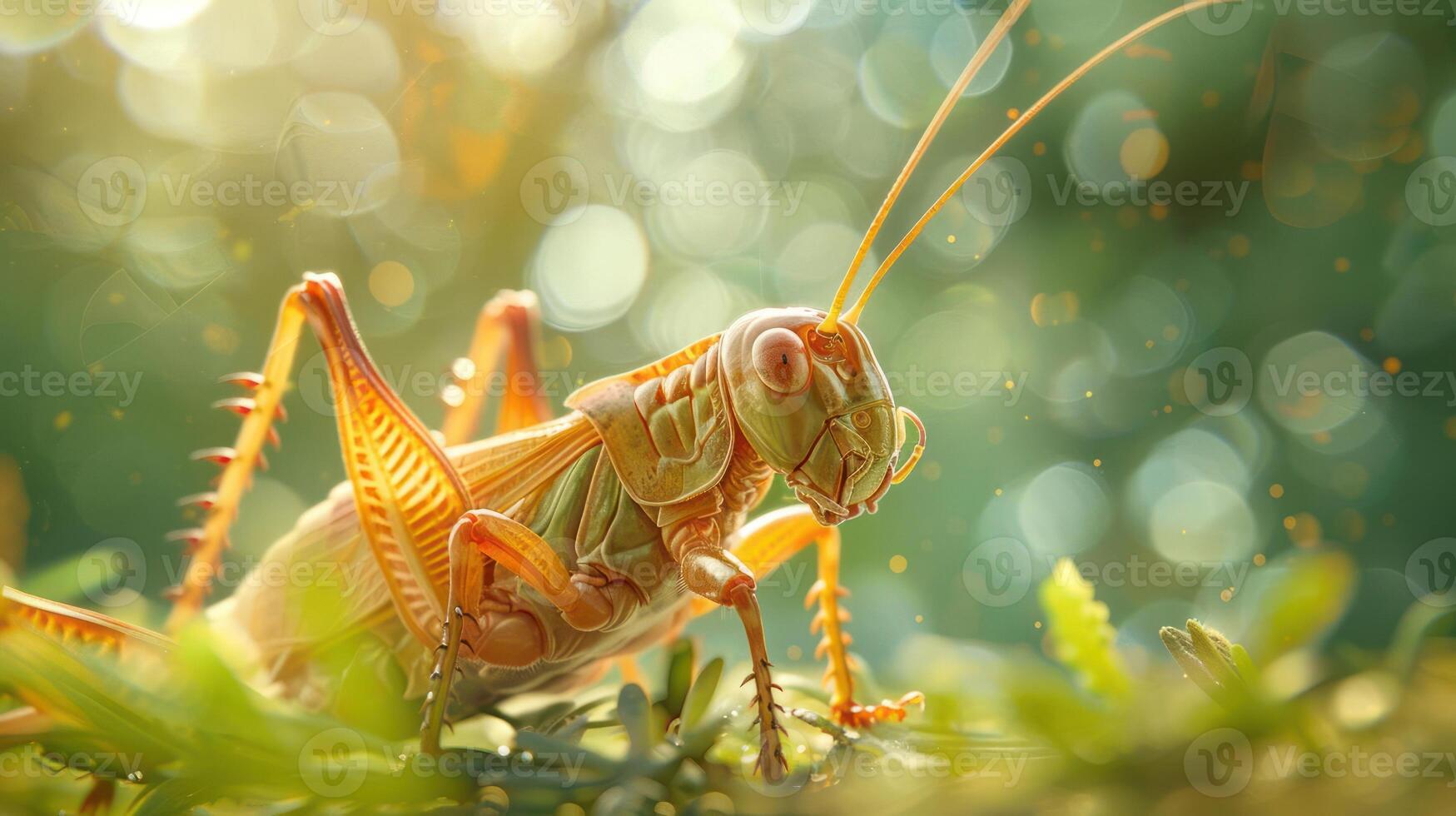 A close-up photo of a grasshopper with a blurry background, emphasizing the insect.