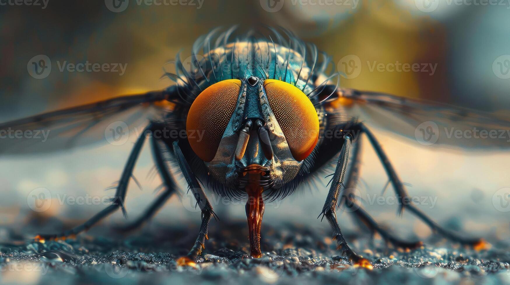 captures the detail and texture of a fly's face, showcasing its intricate features. photo