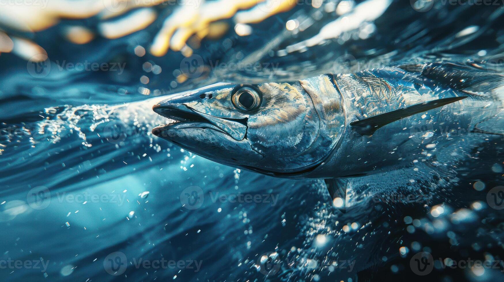 Stunning image showcasing a school of sardines swimming towards the viewer, photo