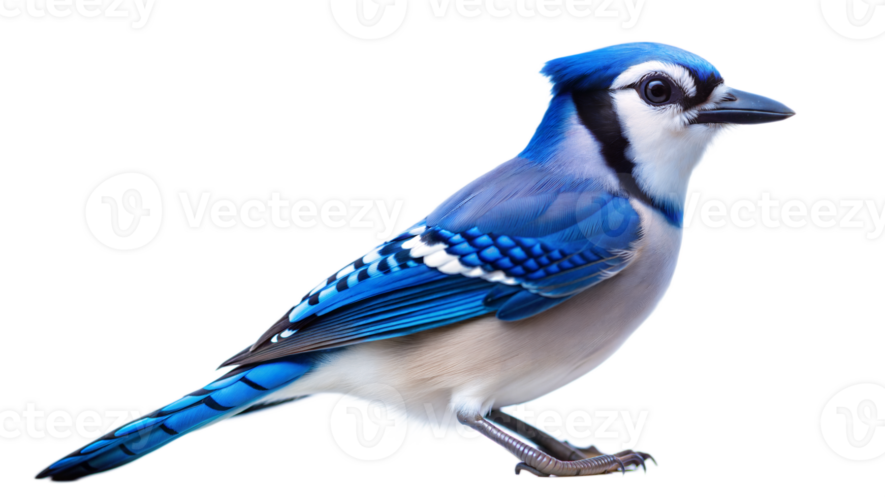 Blue jay bird perched isolated on transparent background png