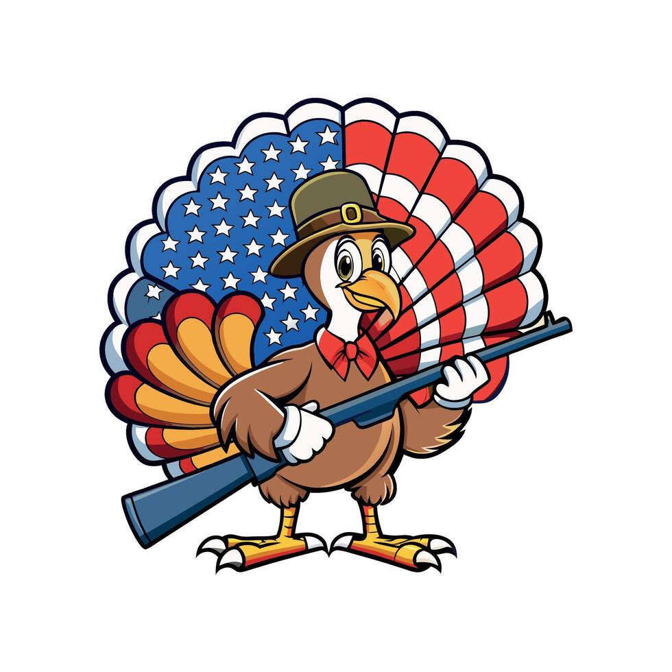 thanksgiving turkey cartoon mascot illustration vector