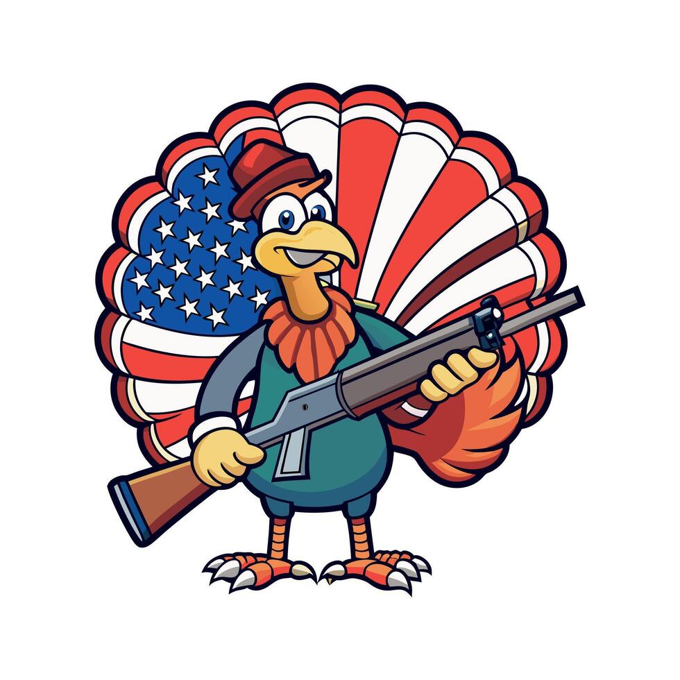 turkey with rifle vector