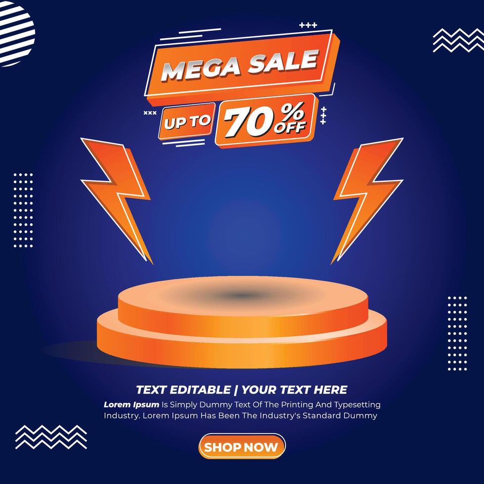 Mega Sale Banner with Showcase Podium, banner promotion vector