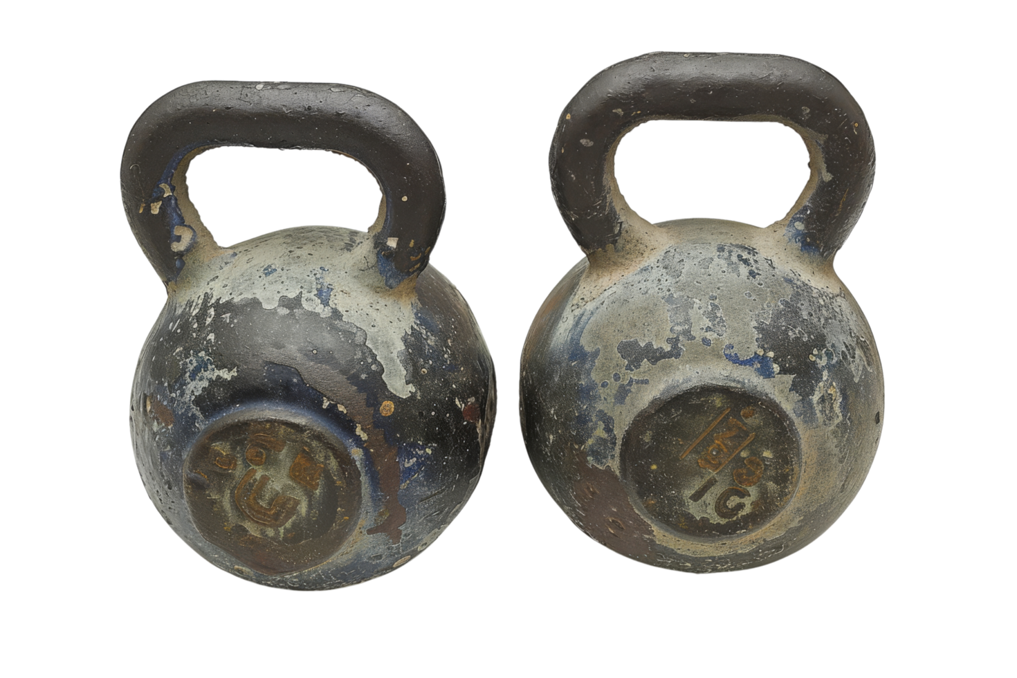 Vintage Cast Iron Kettlebells png
