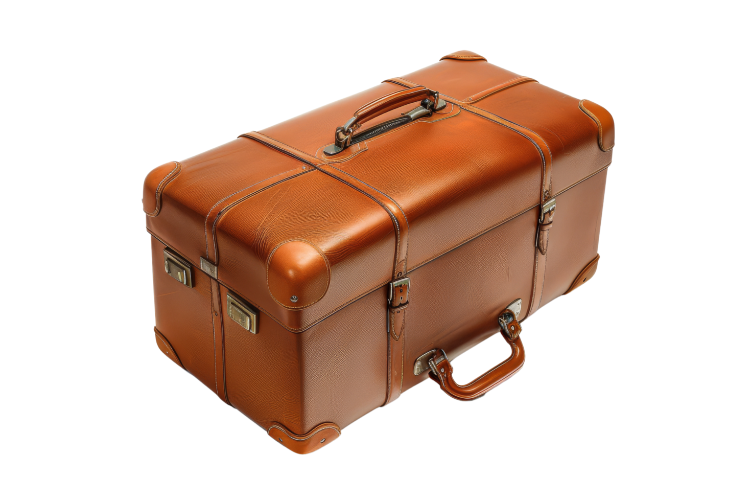 Vintage Brown Leather Suitcase png