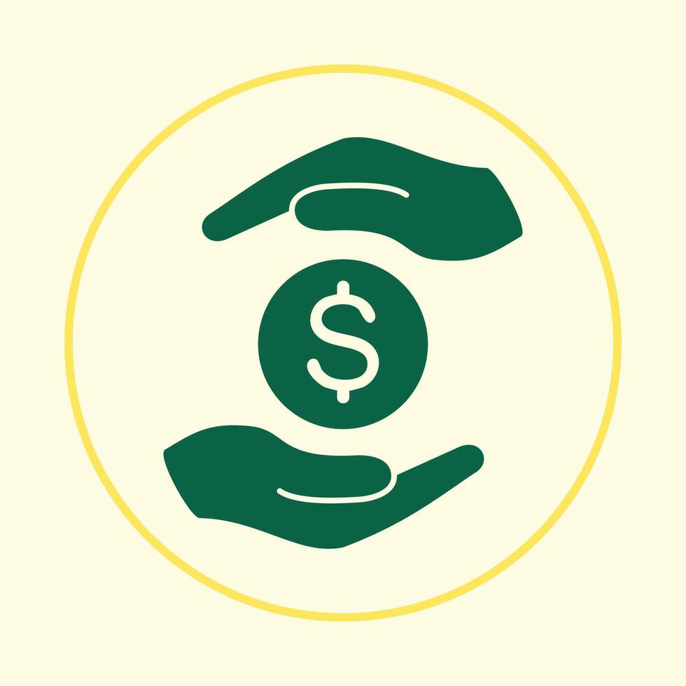 Hands and dollar trendy icon master abstract illustration colorful artwork beautiful design vector