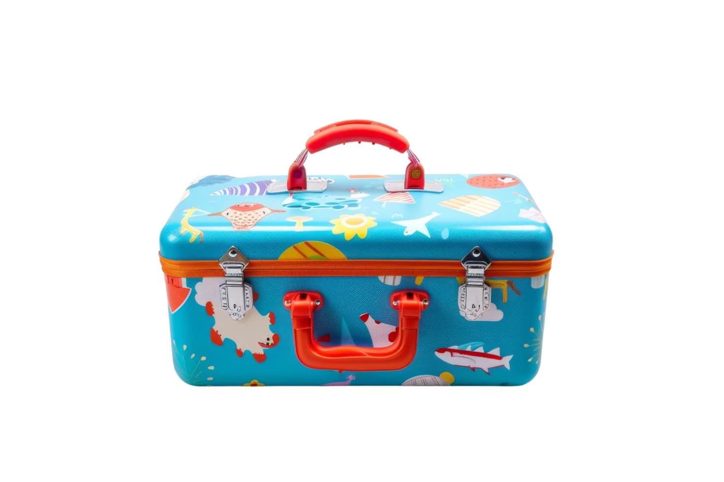 Kids Suitcase with Colorful Cartoon Animals png