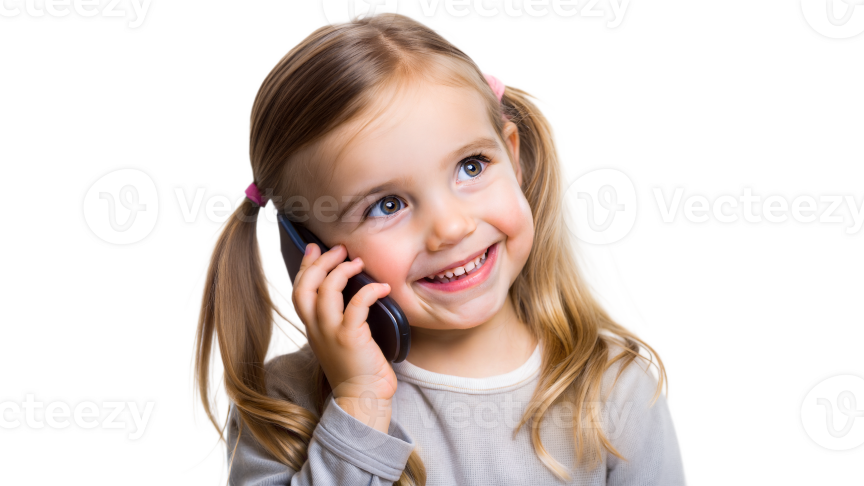 Little girl talking on smartphone isolated on transparent background png