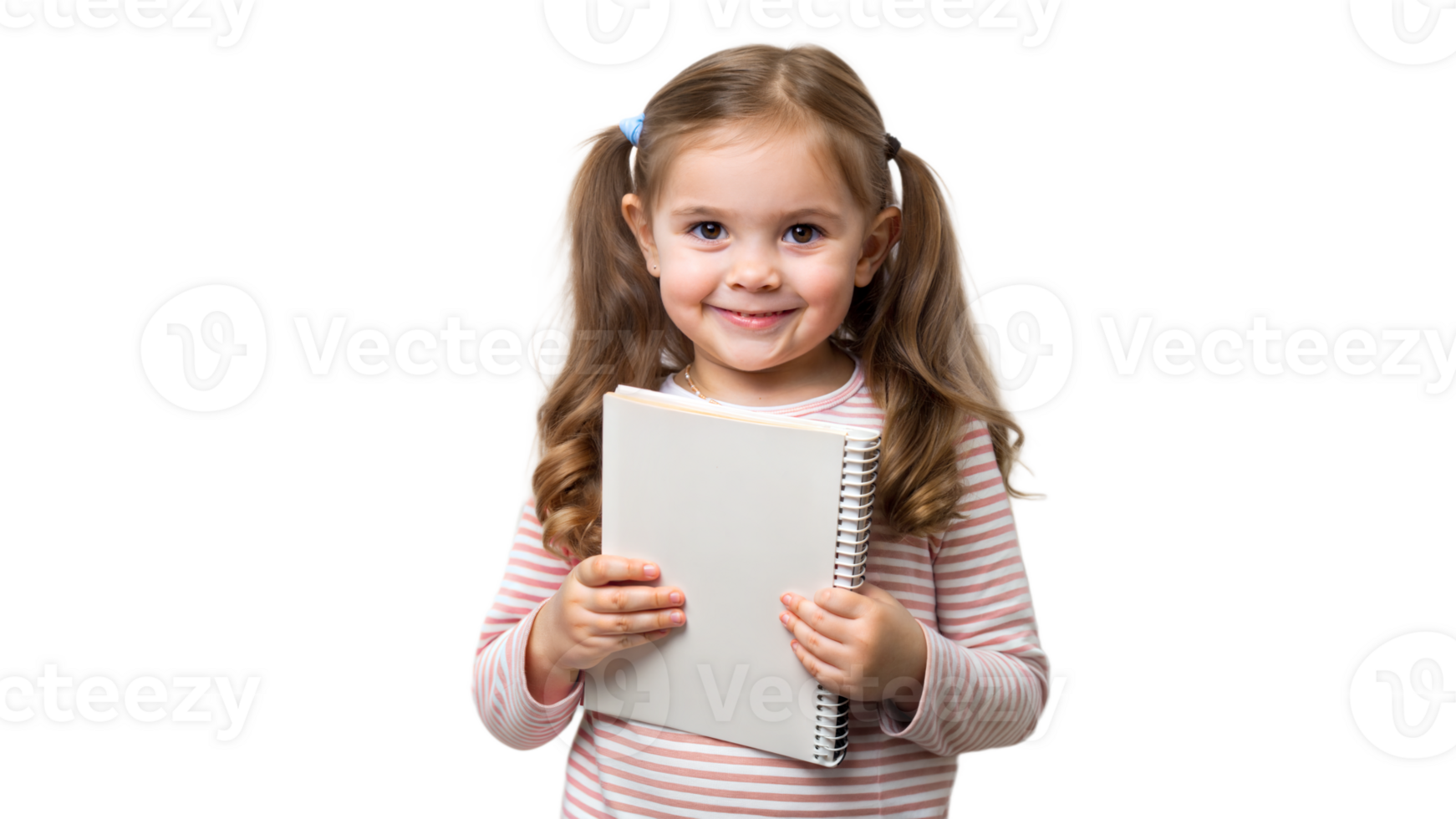 Little girl holding a book isolated on transparent background png