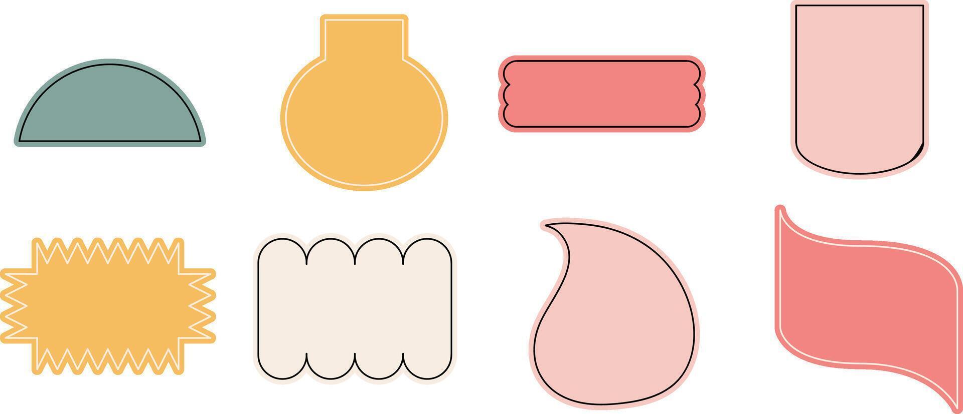 Colorful Decorative Shapes and Text Boxes with Outlines for Creative Design vector