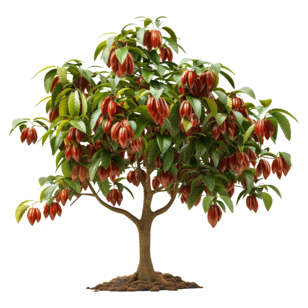 Cacao Tree with Ripe Pods png