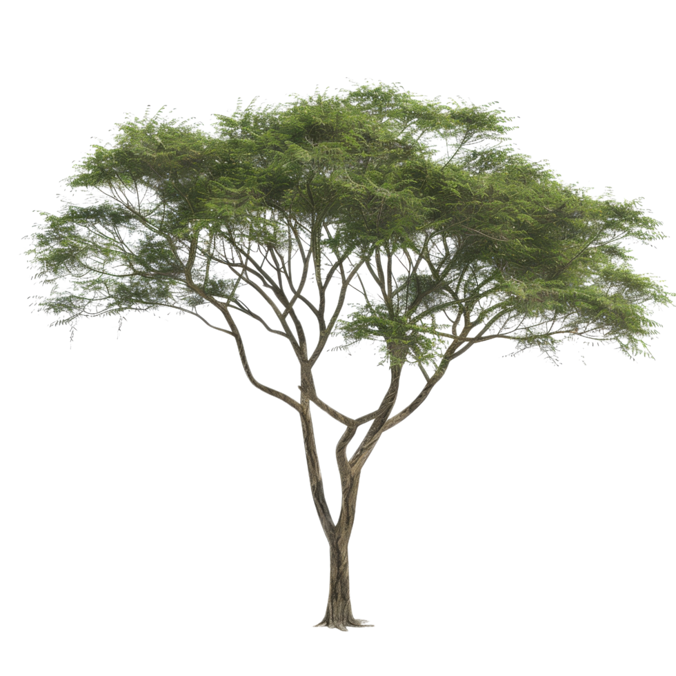 Isolated Tree with Twisted Branches and Lush Green Canopy png
