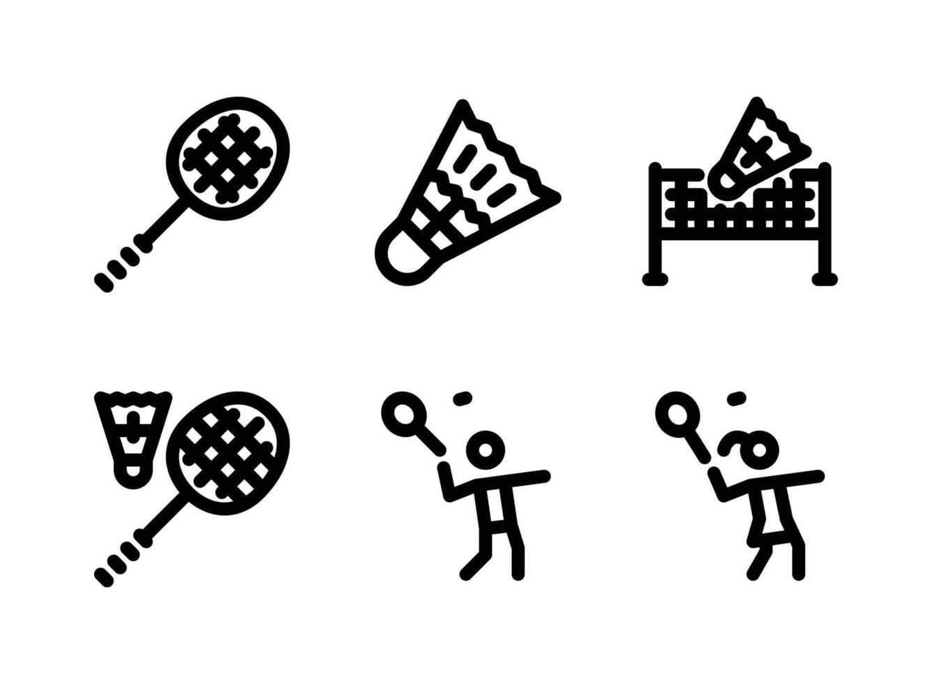 Simple Set of Badminton Related Line Icons. Contains Icons as Racket, Shuttlecock, Net and more. vector