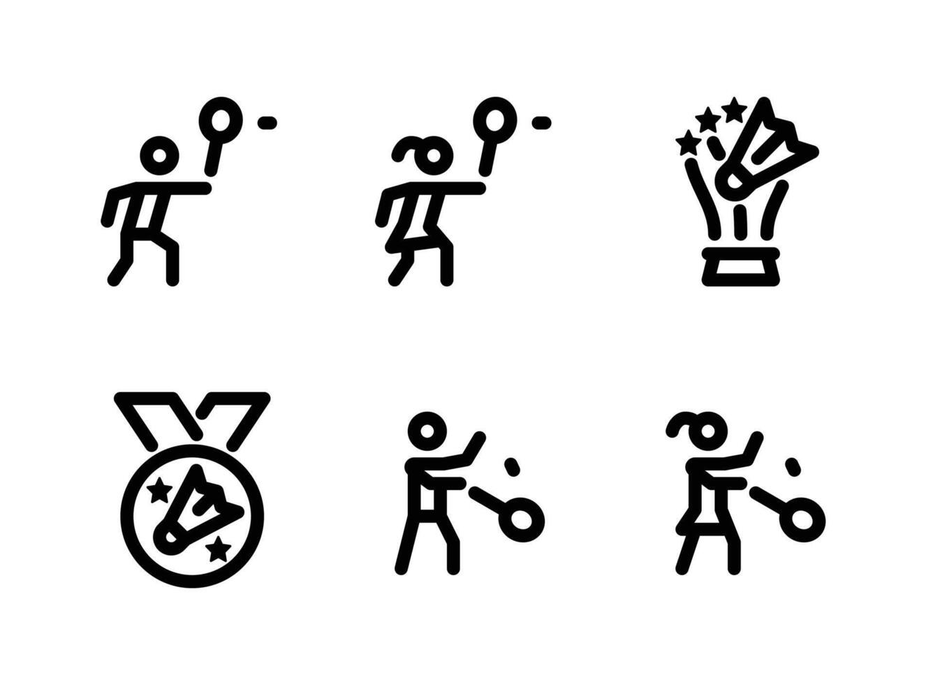 Simple Set of Badminton Related Line Icons. Contains Icons as Athlete, Trophy, Medal and more. vector