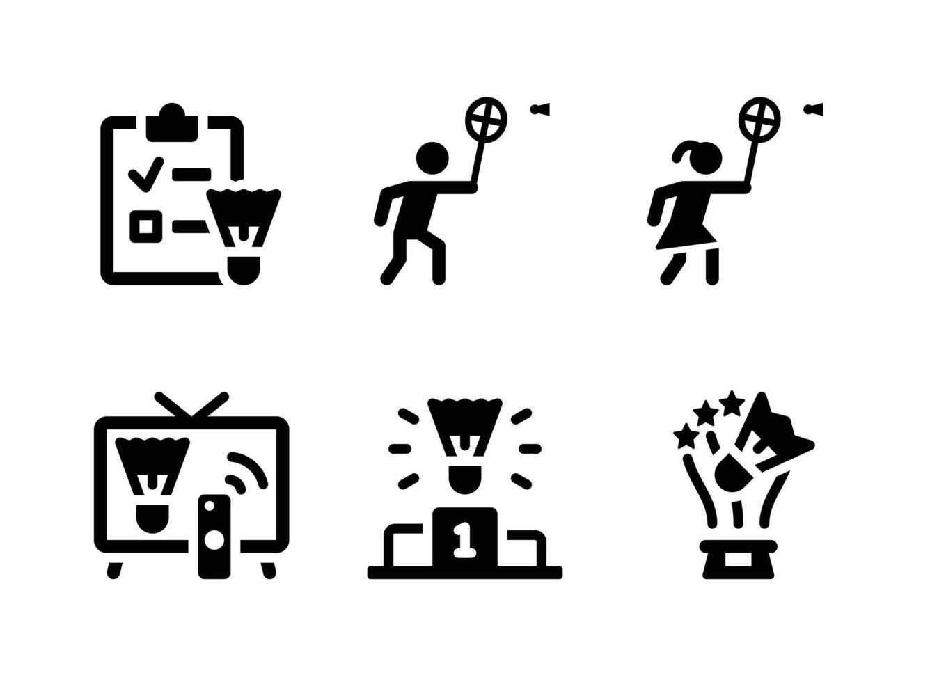 Simple Set of Badminton Related Solid Icons. Contains Icons as To Do List, Badminton Player and more. vector