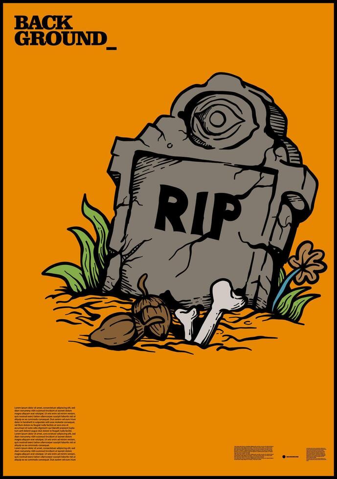 tombstone hand drawing background for design, background, banner, poster, flyer, brochure, etc vector