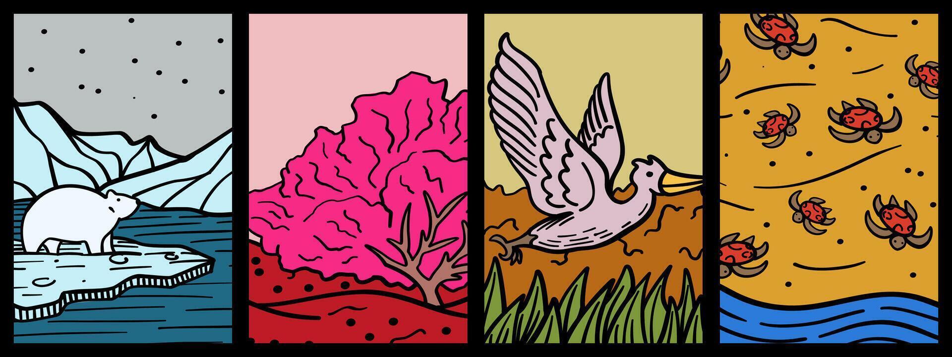 nature view doodle hand drawing background for design, background, banner, poster, etc vector
