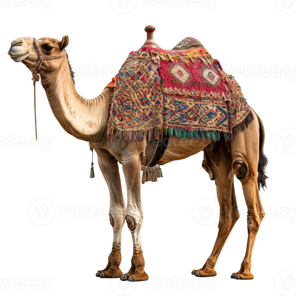 Camel Adorned in Vibrant Tapestry png