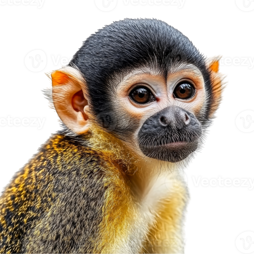 Close-Up Portrait of a Curious Squirrel Monkey png