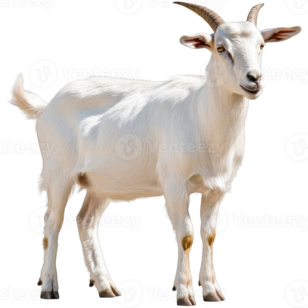 Portrait of a White Goat with Horns png