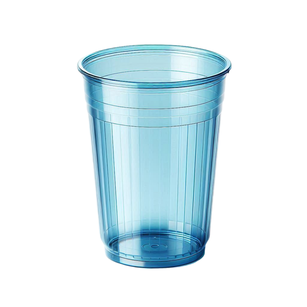 Generated Ai Clear Blue Plastic Cup Isolated on Transparent Background png