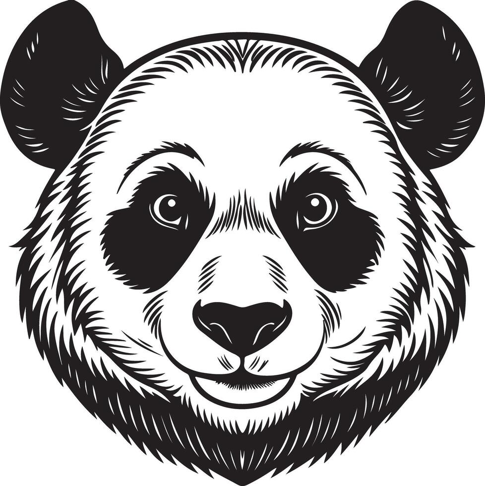 Black silhouettes of Panda isolated on a white background. . vector