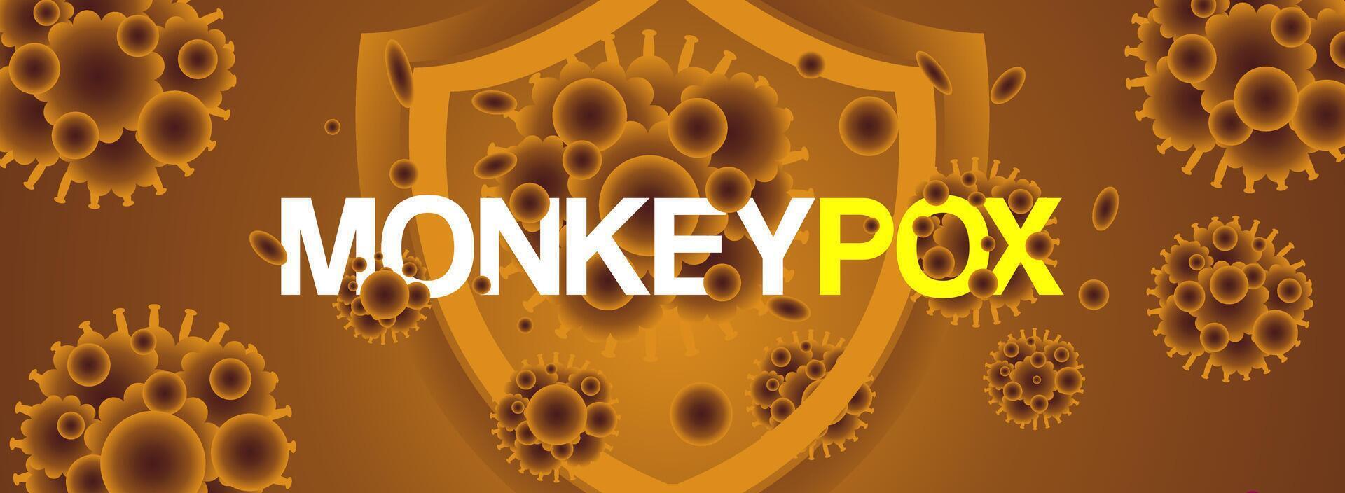 Monkeypox virus outbreak pandemic banner. Monkey pox virus design for prevention, symptom awareness, and disease spread. Medical illustration background for healthcare and science themes. vector