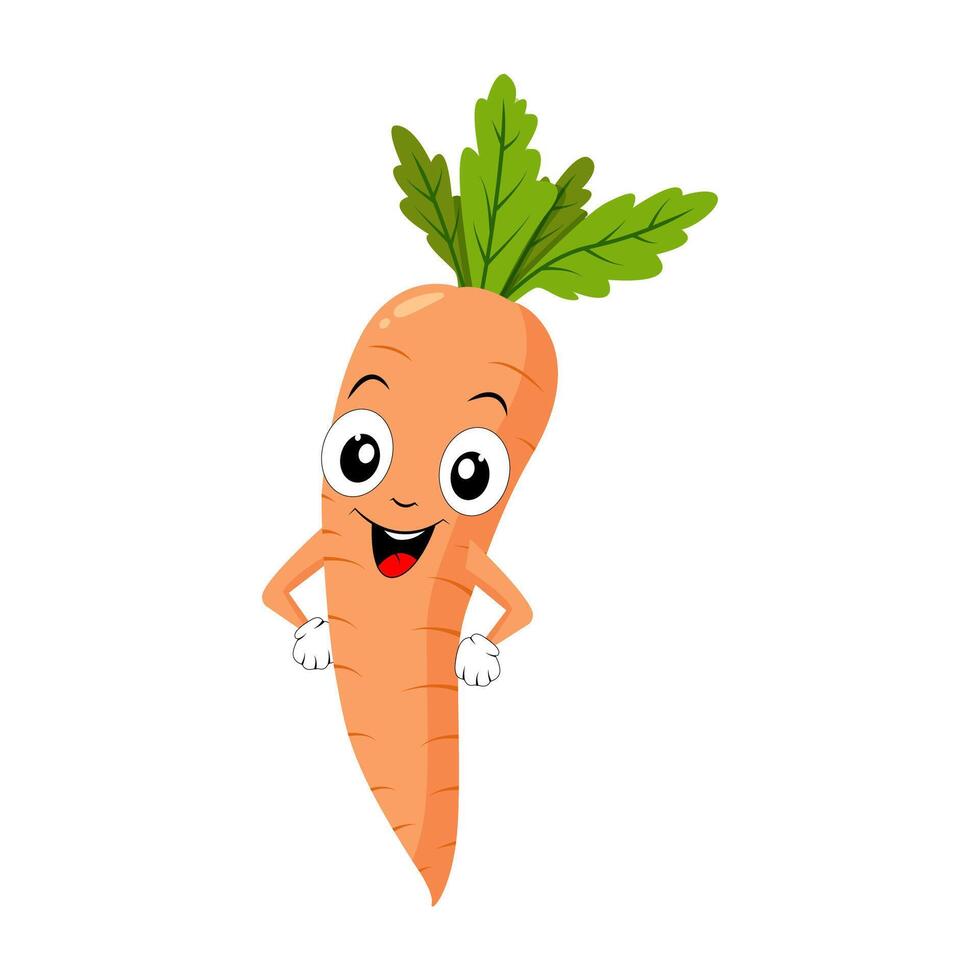 Orange funny carrot in cartoon style.big eyes vector
