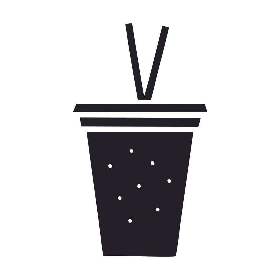 Plastic cup with straw icon vector