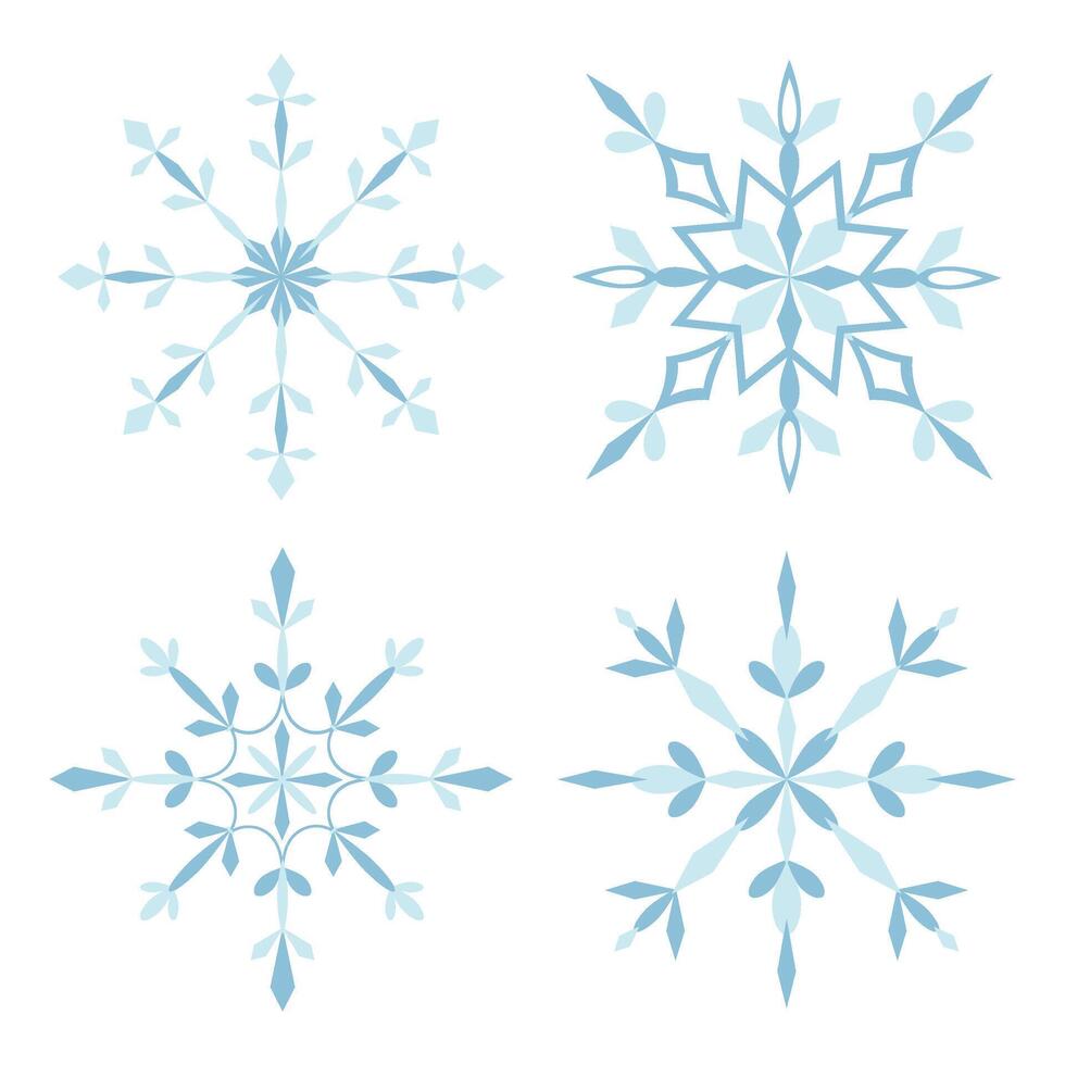 Snowflake. Set of abstract shapes of snowflakes. Winter decorative element in flat style. Snowflake icon. vector