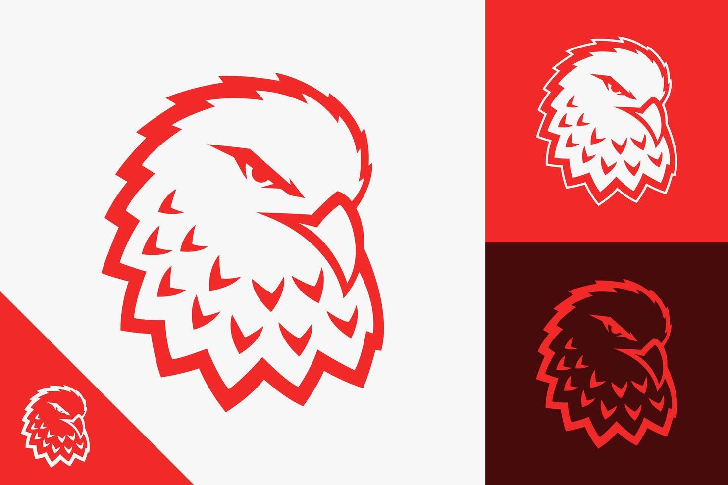 Red Angry Eagle Head Esports Mascot Logo vector