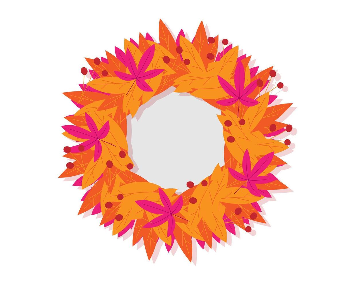 autumn floral greeting wreath decorations vector