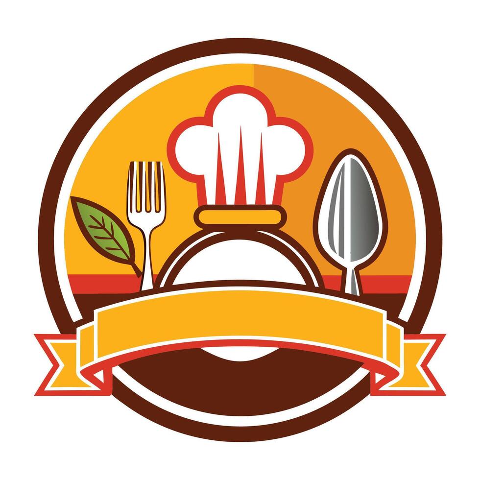 Restaurant logo design eps with food and spoon vector