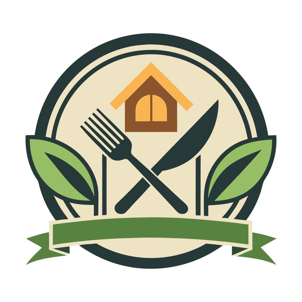 Restaurant logo design eps with home icon and spoon vector