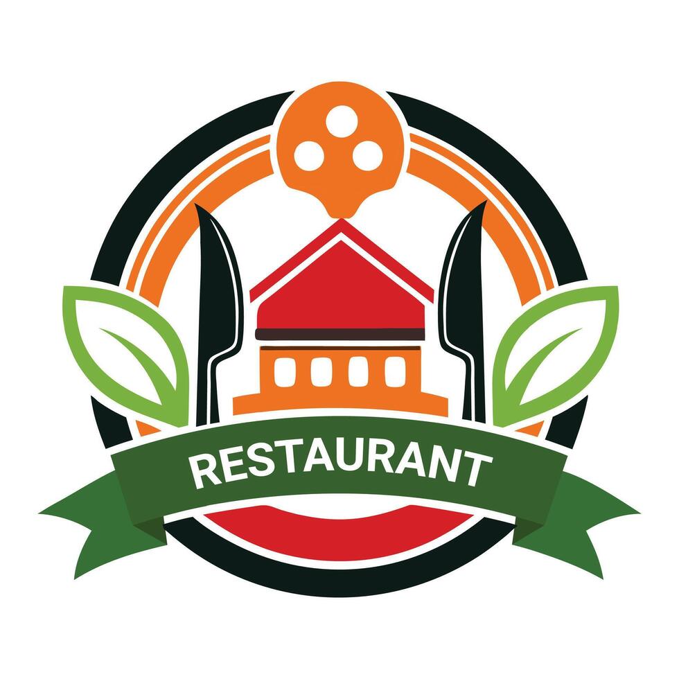 Restaurant logo design with home icon vector