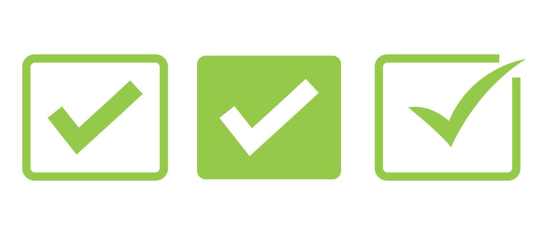 Check mark icons. A check mark icon indicates that the task has been completed or that the task has been approved for completion. Green checkbox Yes. vector