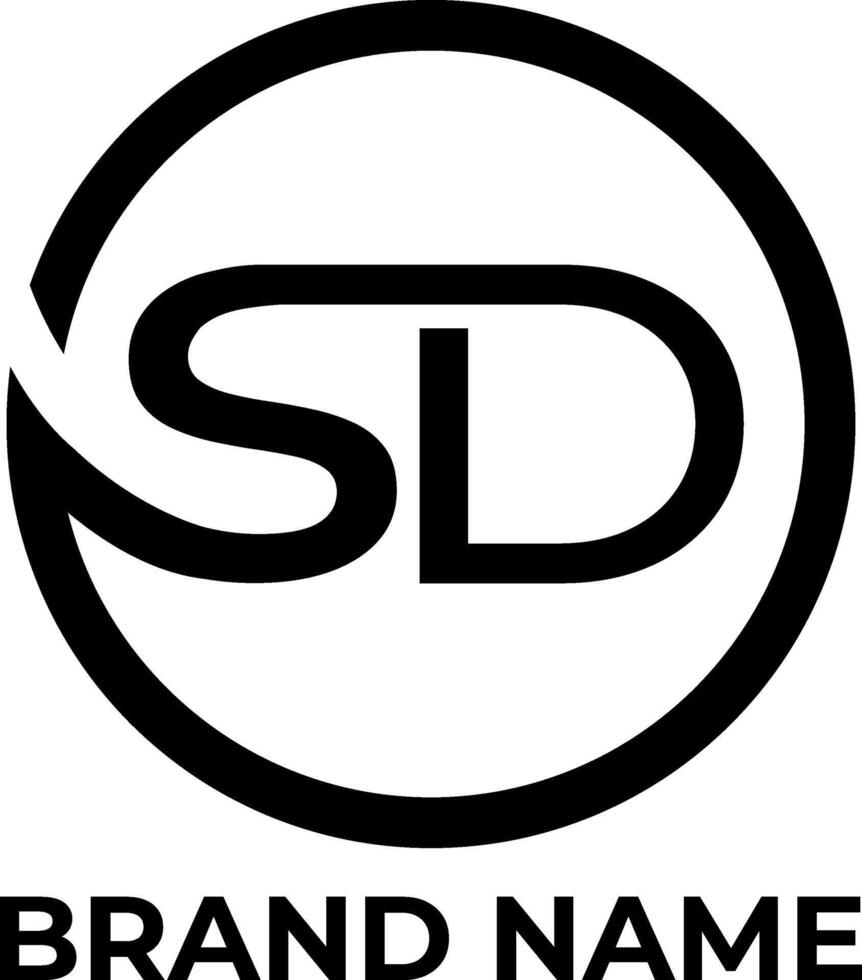 SD letter circle logo design vector