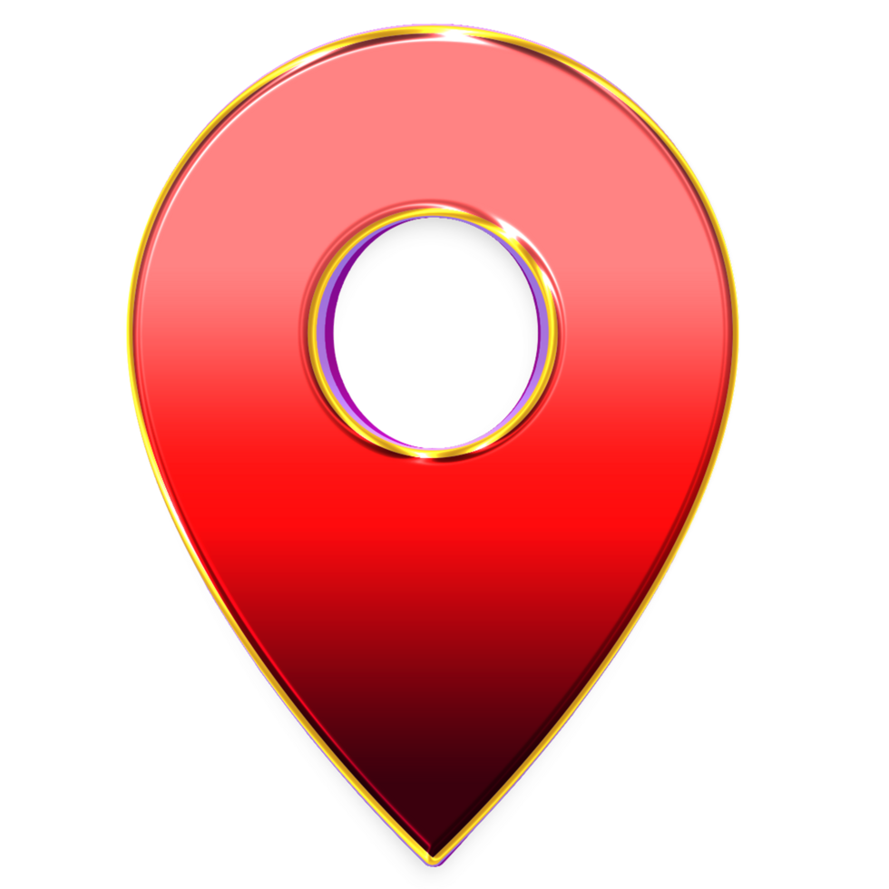 Shiny red navigation location pin icon png