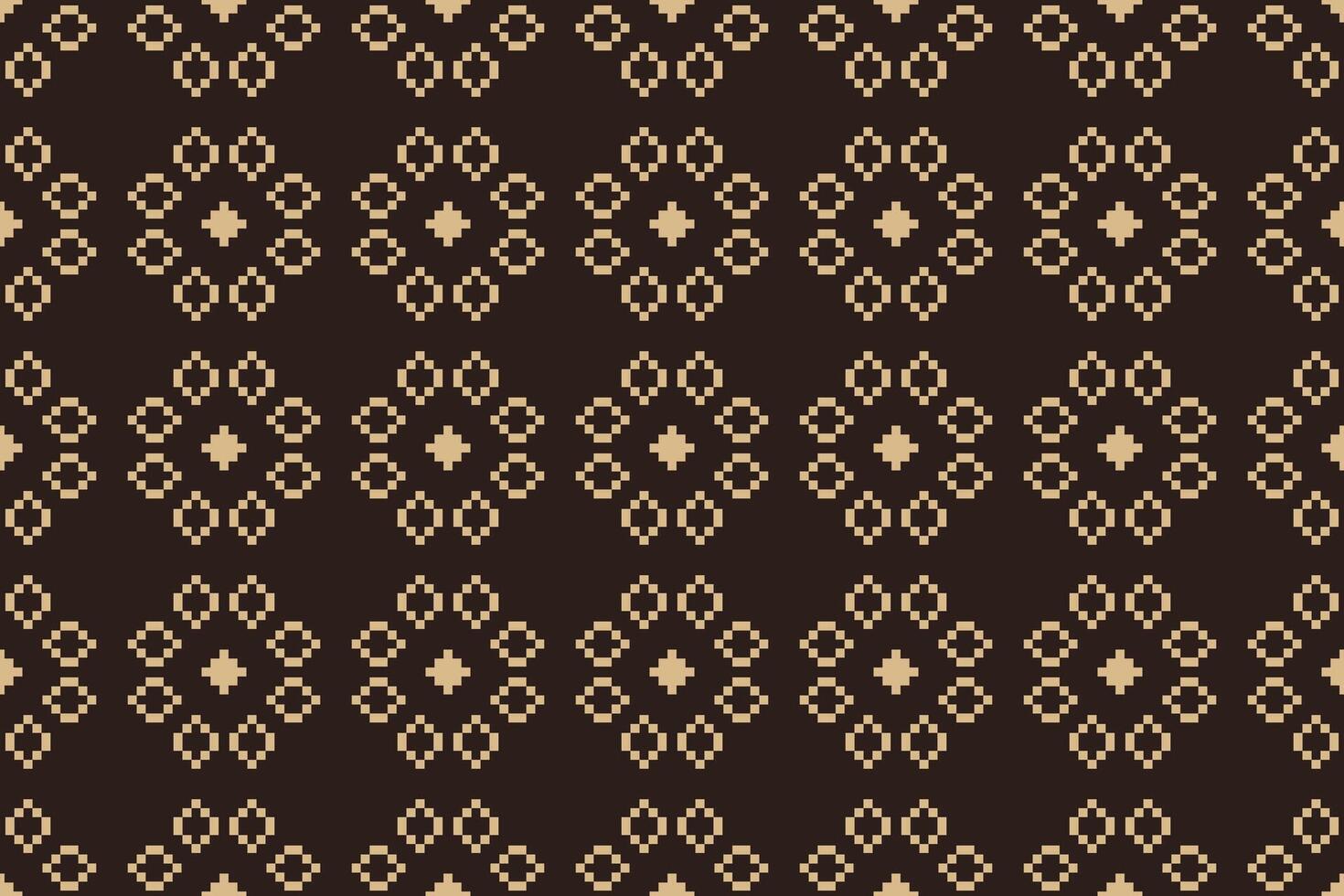 Traditional ethnic motifs ikat geometric fabric pattern cross stitch.Ikat embroidery Ethnic oriental Pixel brown background.Texture,decoration,wallpaper 20.8 2. vector