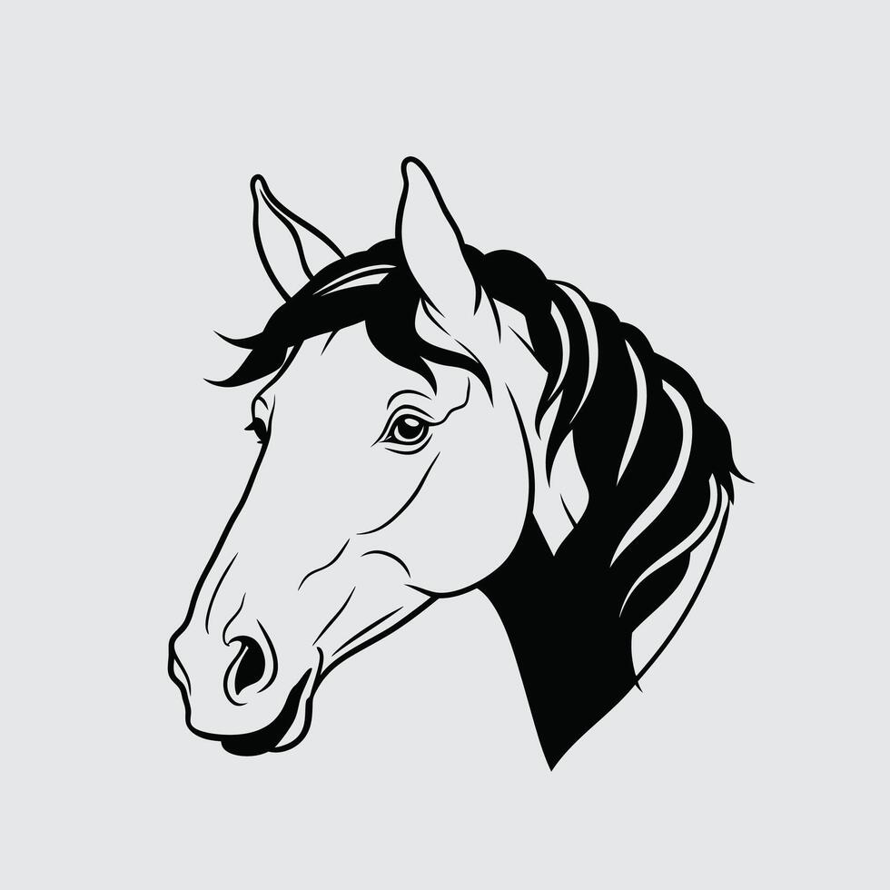 a horse head in a line drawing design 504-1 vector