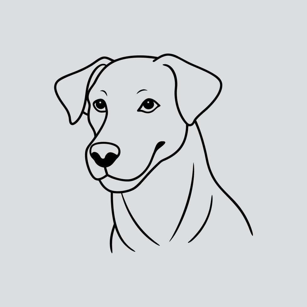 DOG Head in Line Drawing on a white background vector