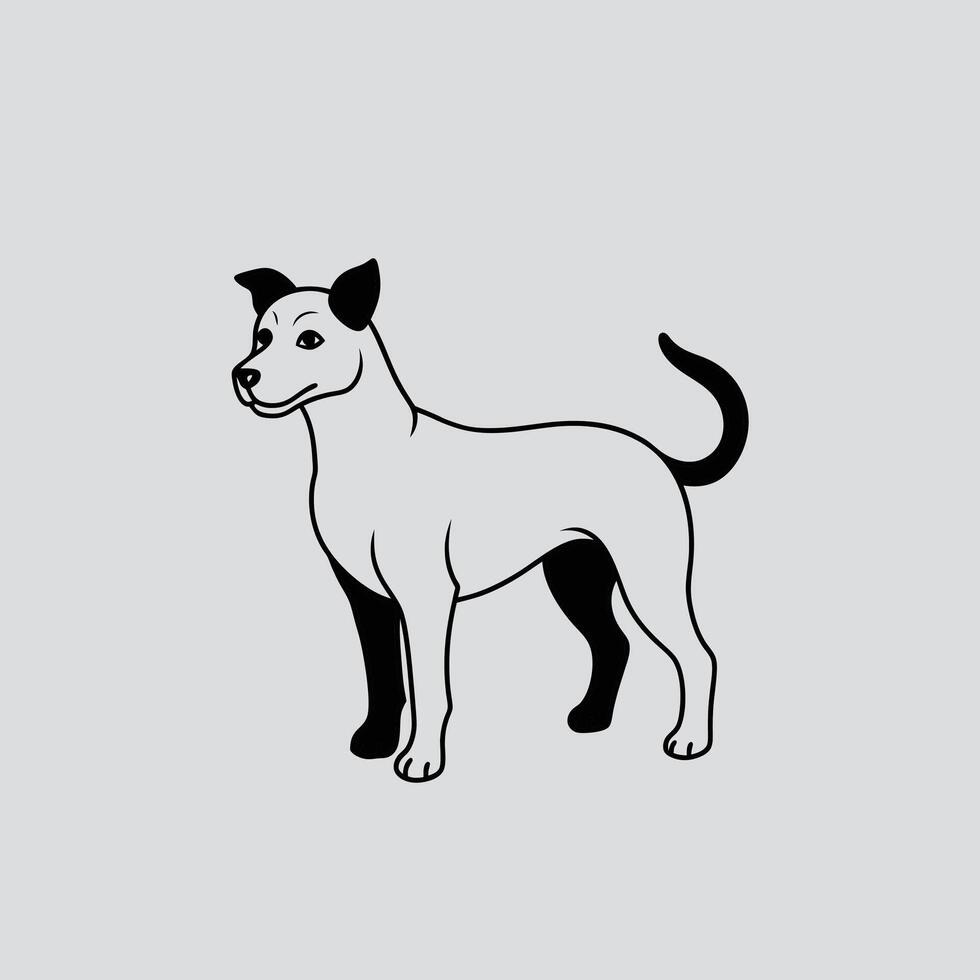 a dog head in a line drawing on a white background 601 vector