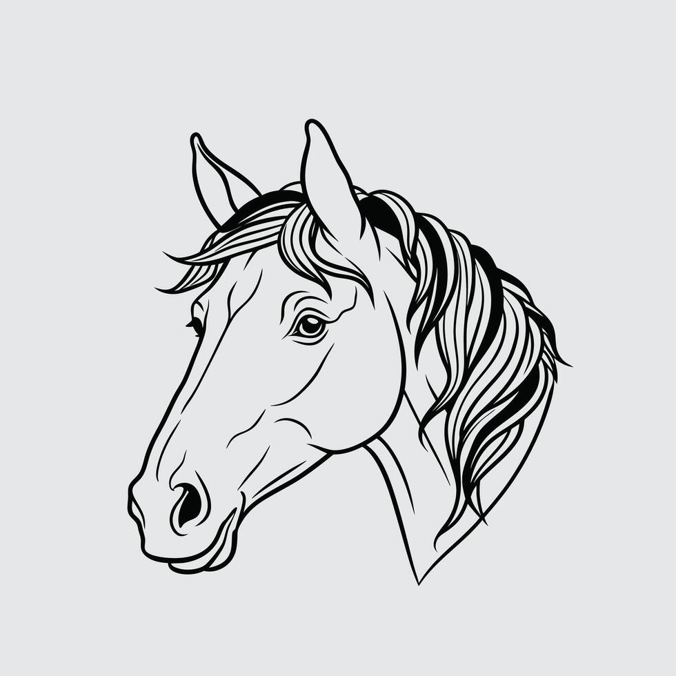 a horse head in a line drawing design 504 vector