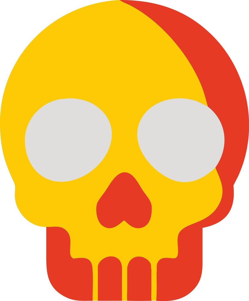 a yellow and red skull with a red band around it. vector