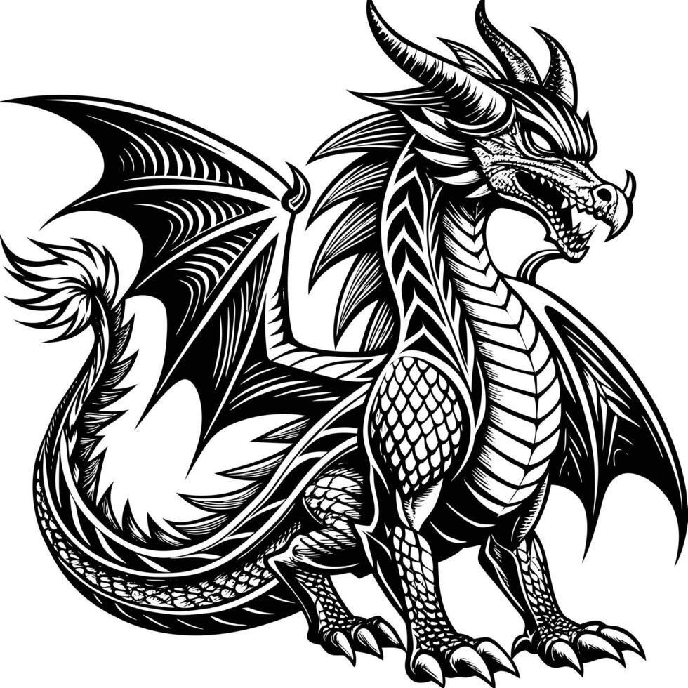 Mystical Winged Dragon vector